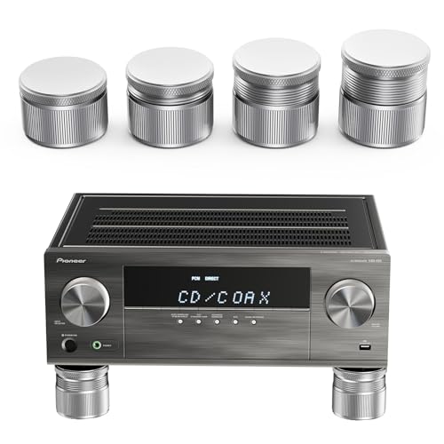 Adjustable Speaker Isolation Feet, Anti-Vibration, 4 Pack Silver | 0.9-1.5 Inch Adjustable, 500 lbs Capacity, Metal Non-Slip Silicone, Speaker Subwoofer Turntable, Vibration Damping Set of 4 - color: Silver