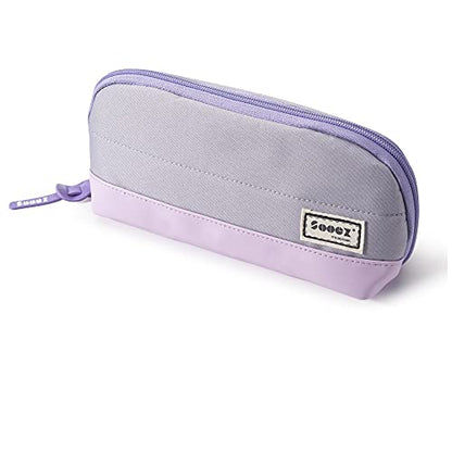 Sooez Wide-Opening Pencil Pen Case, Lightweight & Spacious Pencil Pouch Zipper Stationery Bag, Aesthetic Supply with Triangular Design for Adults, Purple - color: Purple