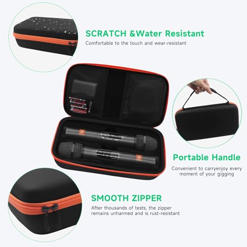 Wireless Microphone Case for JBL Dual System - Hard EVA Waterproof Storage, Includes Cleaning Brush + 2 Foam Windscreens, Fits 2 Mics, Receiver & Accessories (Box Only)