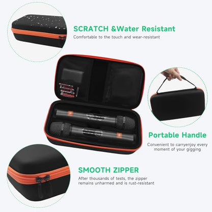 Wireless Microphone Case for JBL Dual System - Hard EVA Waterproof Storage, Includes Cleaning Brush + 2 Foam Windscreens, Fits 2 Mics, Receiver & Accessories (Box Only)