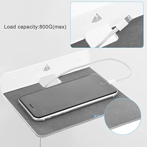 Wall Shelves - 2 Pack, Small Wall Mount for Speaker, Webcam, Cell Phones, Display Shelf (Silky White & Transparent, Medium) - color: Silky White & Transparent, size: Medium