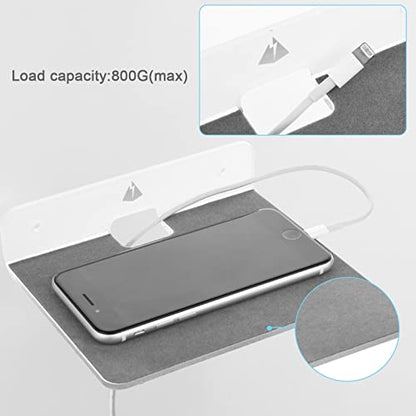 Wall Shelves - 2 Pack, Small Wall Mount for Speaker, Webcam, Cell Phones, Display Shelf (Silky White & Transparent, Medium) - color: Silky White & Transparent, size: Medium