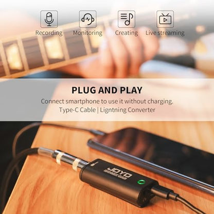 JOYO Guitar Audio Interface for Phone, Direct Monitoring with 6.35mm Input & 3.5mm Headphone Out, USB-C & Lightning Plug & Play, Portable Pocket Size (MOMIX CAB)