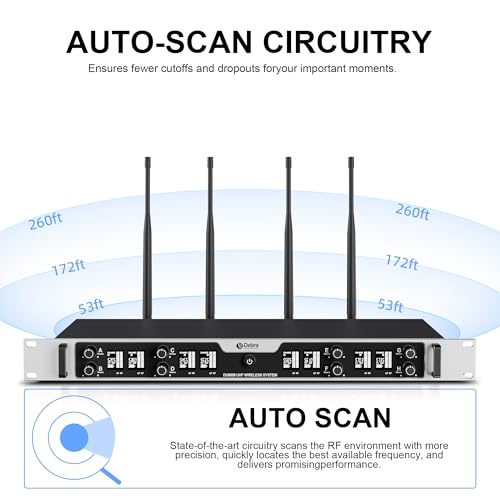 Debra Pro 8-Channel UHF Wireless Microphone System – Auto Pairing, LED Display, 260ft Long Range, Includes Headset & Lavalier Mics for Conference, Church, DJ, Karaoke(8 Bodypack) - color: 8 Bodypack
