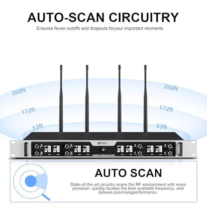Debra Pro 8-Channel UHF Wireless Microphone System – Auto Pairing, LED Display, 260ft Long Range, Includes Headset & Lavalier Mics for Conference, Church, DJ, Karaoke(8 Bodypack) - color: 8 Bodypack
