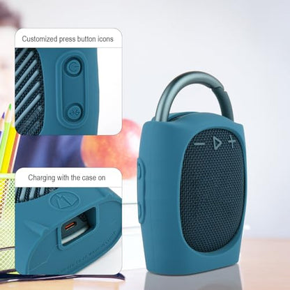 Silicone Protective Carrying Case Compatible with JBL Clip 4 - Portable Mini Speaker Stand UP Cover Pouch for JBL Clip 4 (Blue) - color: Blue