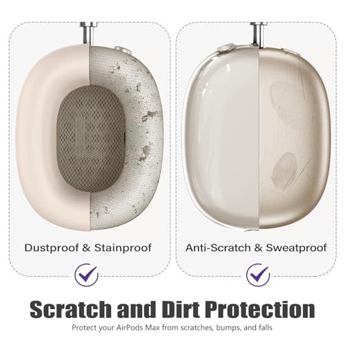 4 in 1 Case Cover for AirPods Max Headphones, Anti-Scratch Sweat-Proof Ear Pad Covers/Ear Cups Cover/Headband Cover Protectorfor Apple AirPods Max -Clear Starlight - color: F-Starlight