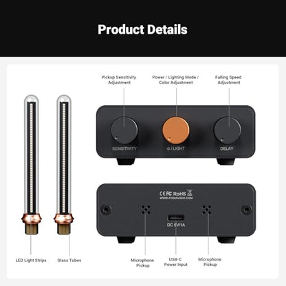 Fosi Audio Box X2 Phono Preamp, Mini Stereo Audio Hi-Fi Preamplifier and Music Visualizer, Sound Pickup Spectrum Analyzer, Vintage Tube RGB Ambient Light