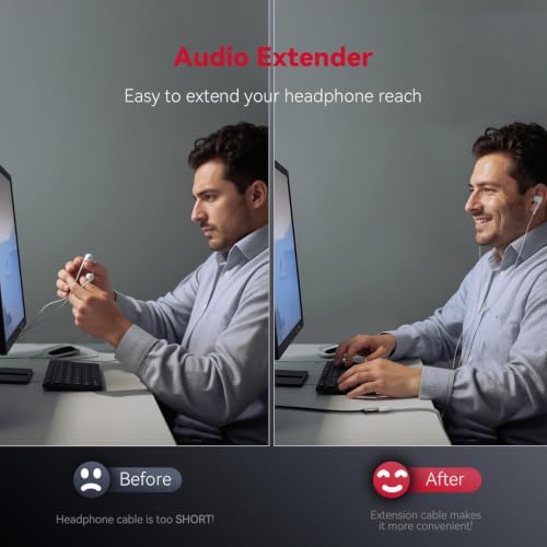 Headphone Extension Cable 5ft-(No Mic Support) 3.5mm Extension Cable Nylon Braided Male to Female Aux Cord Extender for Smartphones,Headphones,Laptops,Tablets, Speakers