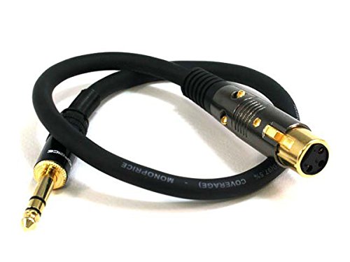 Monoprice 104767 1.5-Feet Premier Series XLR Female to 1/4-Inch TRS Male 16AWG Cable gold - size: 1.5 Feet