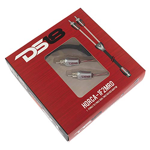 DS18 HQRCA-1F2MRD Red RCA Y Adapter or Splitter Connectors Extension Cord 2-Male RCA to 1-Female RCA to Connect a subwoofer or Amplifier to a TV, CD Player, DVD Player - style: RCA - 1 x Female to 2 x Male (Red)
