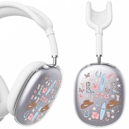 for AirPods Max Headphones Western Ear Covers for AirPods Max 2 | Cute Cowboy Clear Ear Cups Cover | White Silicone Ear Pad Case Headband Cover for Apple AirPods Max 2/1 (2026/2024/2020) - color: Cowboy E/White