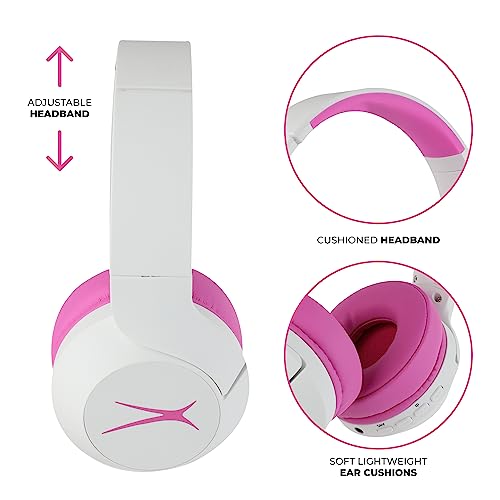 Altec Lansing Kid Safe Noise Cancelling Wireless Headphones 15H Battery, 85dB Volume Limit, Foldable Design Powerful Sound, Active Noise Cancellation Perfect for Kids Ages 7+ (Whiteout Pop Pink) - color: Whiteout Pop Pink