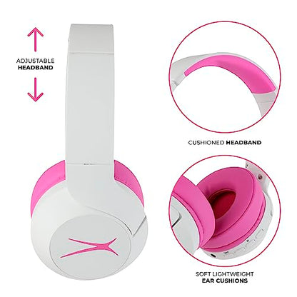 Altec Lansing Kid Safe Noise Cancelling Wireless Headphones 15H Battery, 85dB Volume Limit, Foldable Design Powerful Sound, Active Noise Cancellation Perfect for Kids Ages 7+ (Whiteout Pop Pink) - color: Whiteout Pop Pink