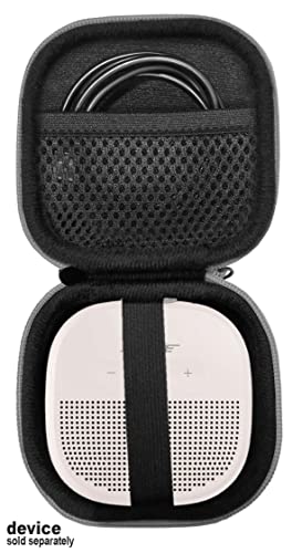 Feature Protective Case for Bose SoundLink Micro Bluetooth Speaker by WGear, Featured Design with mesh Pocket for Cable and Other Accessories, Elastic Strap to Secure Device (White Smoke case) - color: White smoke case
