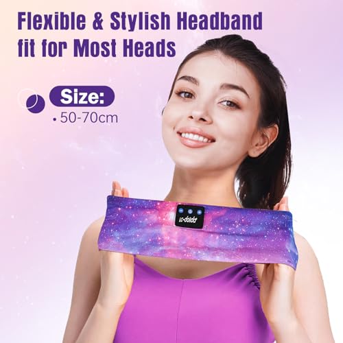 LC-dolida Sleep Headphones Bluetooth 5.4, Headband Headphones Earphones Wireless, Sleep Mask for Gifts,Workout,Jogging,Yoga(Purple) - color: Purple