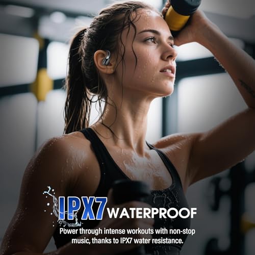 Open Ear Headphones Bluetooth 6.0 Immersive Stereo, 2026 Wireless Sports Earbuds with Wide Area Tap, 45Hrs Lightweight Comfort Ear Buds with ENC Mic, IPX7 Waterproof Earphones for Gym/Running/Office - color: Black