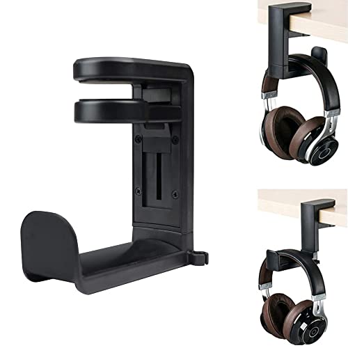 Black 360 Degree Rotation Adjustable Headphone Stand Headset Hanger PC Gaming Headset Headphone Hook Holder Hanger Mount