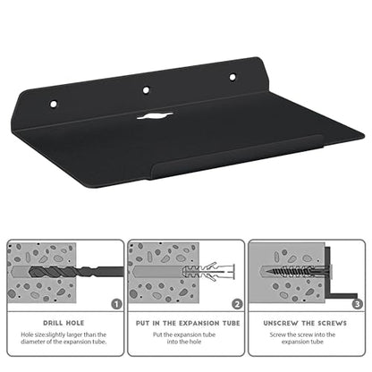 10.2''W x 6.3''D Small Floating Metal Wall Shelf,Deep Floating Shelves for Speakers,Cameras,Routers,Heavy Duty Metal Floating Wall Shelf with Lip for Bedroom,Bathroom,Living Room,Black - color: 10''black