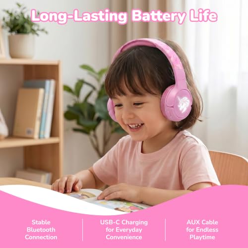 Kids Safe Wireless Light Up Headphones, Foldable Tangle-Free 3.5mm Jack, Volume Limiting 85/94dB, Over-Ear with Microphone for School/Toddlers/Teens/Boys/Girls/Ipad/Tablet/Kindle/Phones/Travel/Plane - color: Purple