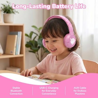 Kids Safe Wireless Light Up Headphones, Foldable Tangle-Free 3.5mm Jack, Volume Limiting 85/94dB, Over-Ear with Microphone for School/Toddlers/Teens/Boys/Girls/Ipad/Tablet/Kindle/Phones/Travel/Plane - color: Purple