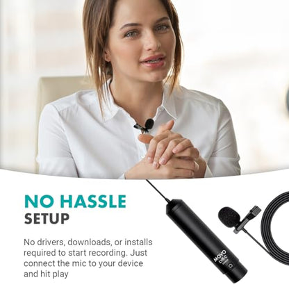 Movo LV8-C Broadcast-Quality XLR Lavalier Cardioid Condenser Wired Microphone with 12mm Mic Capsule for Accurate Voice Recording - Kit Includes Lapel Clip, Case and Windscreen