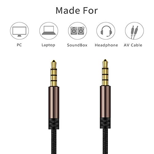 3.5mm Male to Male Cable, Super Soft Nylon Braided Stereo Auxiliary Cable for Headphones, Smartphone, Tablets, Headset, PC, Laptop (TRRS 10 feet) - size: 10 feet