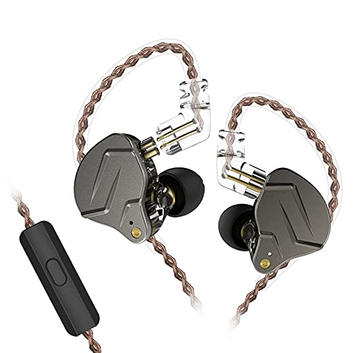 KZ ZSN Pro Dual Drivers 1BA 1DD in Ear Earphones HiFi Power Bass Earbuds Headphones High Clarity Sound Wired Earphones with Detachable Cable for Audiophile Musician - color: ZSN Pro-gray, size: With Mic
