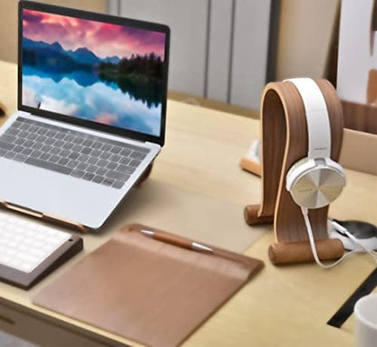 Wood Headphone Stand, Headphone Holder Wood Headset Stand Compatible for Sony, Bose, Shure, Jabra, JBL, AKG Gaming Headphones Display et. (Walnut) - color: Walnut