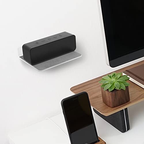 Wall Shelves - 2 Pack, Small Wall Mount for Speaker, Webcam, Cell Phones, Display Shelf (Silky White & Transparent, Medium) - color: Silky White & Transparent, size: Medium