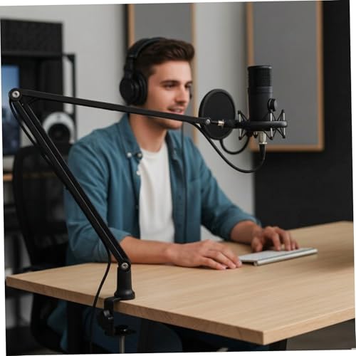 Professional Mic Arm Desk Mount Heavy Duty All Metal Microphone Boom Arm with Hidden Cable Management 360° Adjustable Mic Stand ideal for Studio Recording Streaming