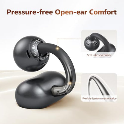 QCY Crossky C50 Open Ear Earbuds, Clip On Earbuds Bluetooth 6.0 - color: Grey