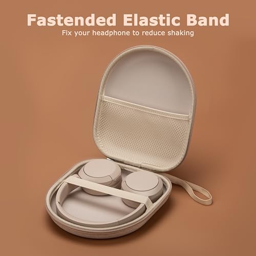 Ginsco Universal Headphone Case Compatible with JBL Tune 510BT 720BT, Sony WH-CH 720N/WH-CH520, with Sony/JBL/Soundcore Life Q20i Q30/BERIBES/TOZO/KVIDIO etc Wireless Headphones Beige - color: Beige