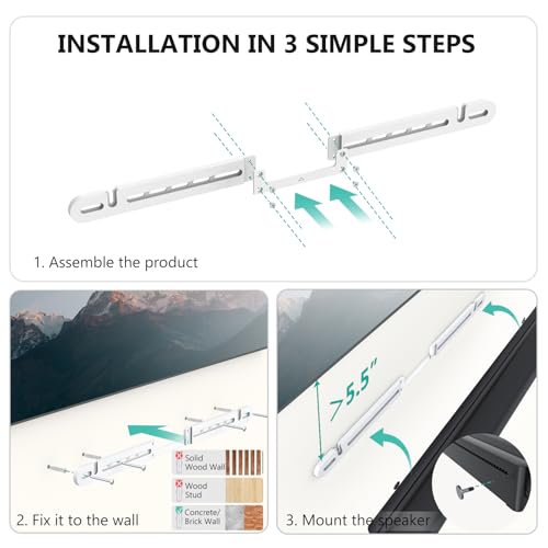 WALI Soundbar Wall Mount for Sonos Arc and Sonos Arc Ultra, White - color: White