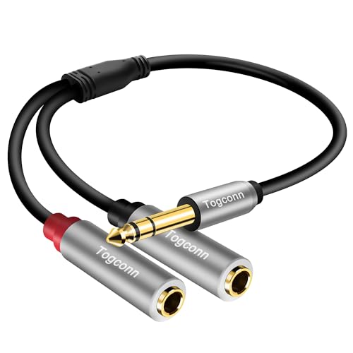 1/4 inch TRS Stereo Splitter Y Adapter, 6.35mm Stereo Male to Dual 6.35 mm TS Mono Female Jack, Quarter inch Audio Speaker Splitter Converter Cable 1 Feet, Gold Plated Connectors - color: 6.35mm TRS Male to Dual 6.35mm Female, size: 1 Pack