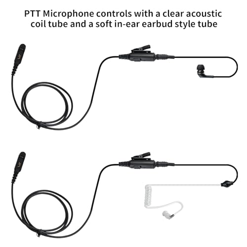 Walkie Talkie Earpiece with Mic Ear Piece PTT Microphone Headset for Motorola XPR 3300e 3500e 3500 3300 2-Way Radios (in Ear Earbuds, to 3.5mm Aux Earphone)