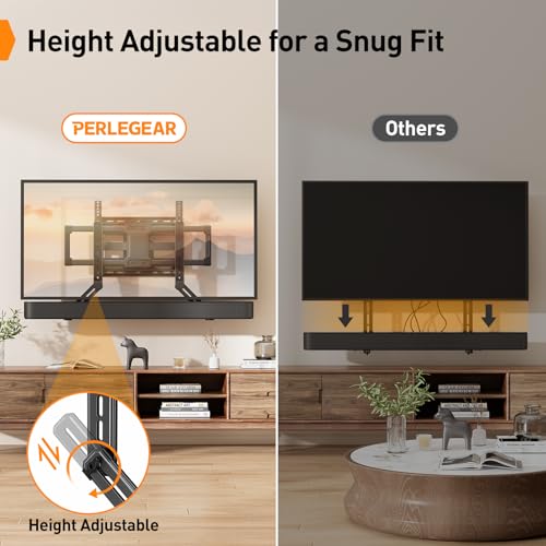 Perlegear Soundbar Mount with Adjustable Height, Sound bar Mount up to 15 lbs, Soundbar Mount Under or Above TV, Soundbar tv Mount Bracket with Detachable Long Extension Plates PGSM04B - style: Soundbar Mount PGSM04B