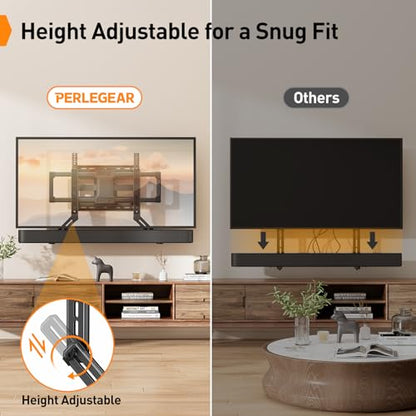 Perlegear Soundbar Mount with Adjustable Height, Sound bar Mount up to 15 lbs, Soundbar Mount Under or Above TV, Soundbar tv Mount Bracket with Detachable Long Extension Plates PGSM04B - style: Soundbar Mount PGSM04B