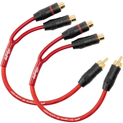 Install Link RCA Y Adapter Cable, 1-Male to 2-Female Splitter, 2-Pack (OFC) | Pure OFC Copper, 1ft, Feeds One Stereo Signal to Two Components, for Subwoofer, Home Theater, Car Audio Amplifier, Studio - color: Frosted Red, size: 1-Male to 2-Female