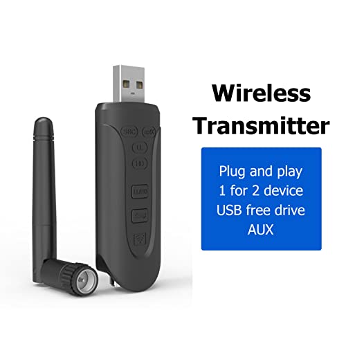 Yunseity LE502 BT 5.3 Transmitter, Low Latency Wireless Sound Transmitter for Dual Speakers or Headphones with aptX Adaptive Support, Compatible for