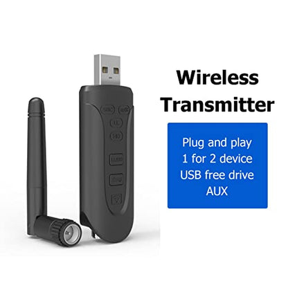 Yunseity LE502 BT 5.3 Transmitter, Low Latency Wireless Sound Transmitter for Dual Speakers or Headphones with aptX Adaptive Support, Compatible for
