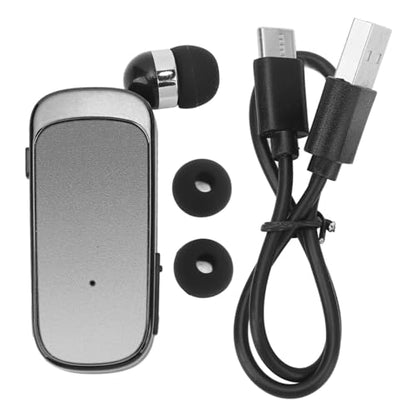 Jectse Retractable Earpiece, Retractable Headset Clip On Bluetooth Earphone with LED Battery Display, Single in Ear Headphone for Sports Business Trucker Driver (Gradient Black)
