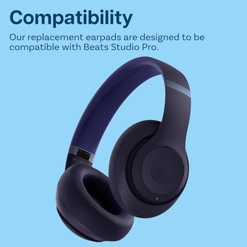 Ear Pads Replacement for Beats Studio Pro Wireless Noise Cancelling Headphones by MMOBIEL – Memory Foam and Protein PU Ear Pad Cushions – Noise Isolation Earpads Replacement – Blue - color: Blue