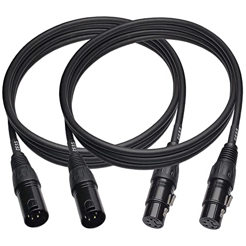 CNCESS 4-Pin XLR Male to Female Balanced Extension Cable, 6 ft, 2-Pack - size: 6 Feet, 2-Pack