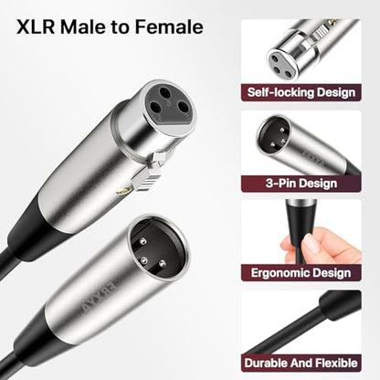 EBXYA 10ft 6 Pack 3Pin Balanced XLR Male to Female Microphone Cable | Multi-Shielded, Self-Locking, for Mixers, Audio Interfaces, Live Sound - size: 10 Feet, style: 6 Pack