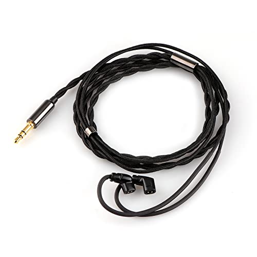 Linsoul Tripowin Zombur 4N OFC in Ear Monitor Cable, 3.5mm Plug, 1.25m | High Purity Oxygen Free Cable HiFi Wired IEM Cable, Cotton Yarn Outer Layer, for Musician Audiophile, w/o Mic, Recessed 2pin - size: Recessed 2-Pin, style: Without Mic