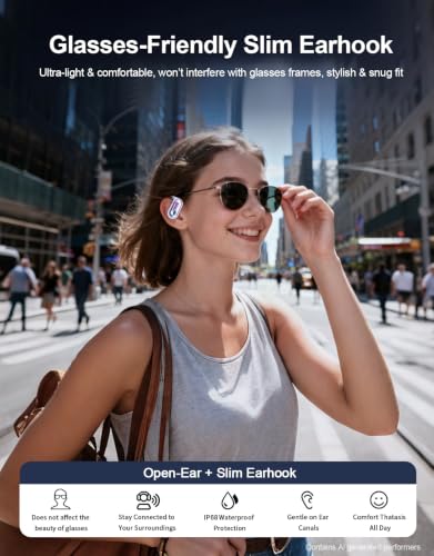 Open Ear Earbuds 2026 AI Translation Earbuds Real Time Open Ear Headphones Wireless Bluetooth 6.1 Sport Headphones with IP68 Waterproof,96H Playtime Translation Headphones for Workout Running Travel