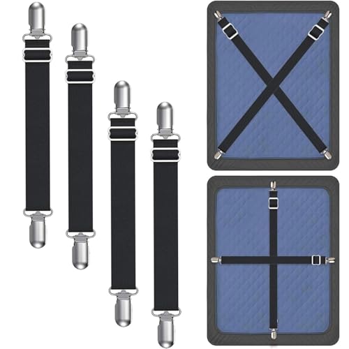 Couch Cushion Covers Holder Clips Couch Covers Holder Straps Adjustable from 10 to 60 inches (25-160cm) Elastic Straps for Sofa Covers (Pack of 4) - color: Pack of 4