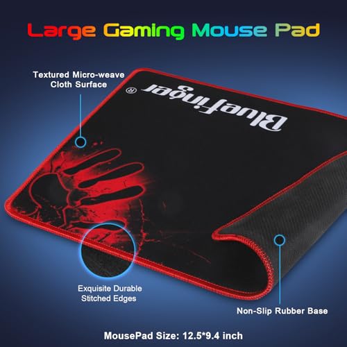 BlueFinger RGB Gaming Keyboard and Backlit Mouse and Headset Combo, USB Wired Backlit Keyboard, LED Gaming Mouse Set, Headset with Microphone for Laptop PC Computer Game and Work, White - color: White