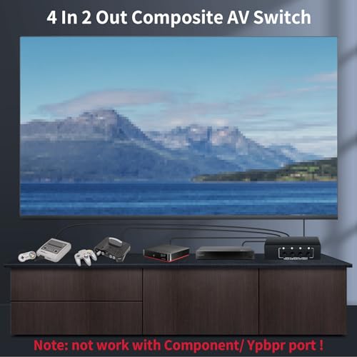 BolAAzuL 4x2 RCA Switch Splitter Composite Video L/R Audio Selector Box | 4 in 2 Out RCA Video Stereo Audio Switcher 4-Way AV Splitter Selector Switch for Retro Game Console Wii PS2 Xbox DVD STB HDTV - style: 4 in 2 out